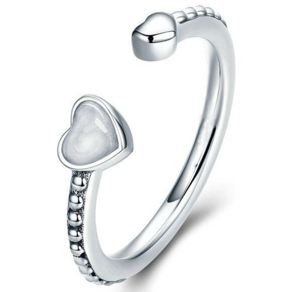 🎀 Sweet Double Heart Open Resizable Baguette Silver Heart Ring for Women,VIP126 - Picture 1 of 4